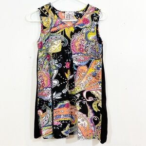 Parsley & Sage Multicolor Paisley Side Black Stripe Stretch Tank Top